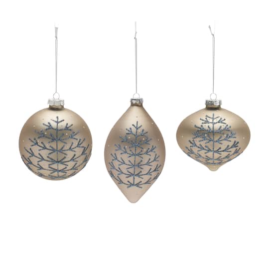 6ct. Champagne Glittered Mixed Ornaments